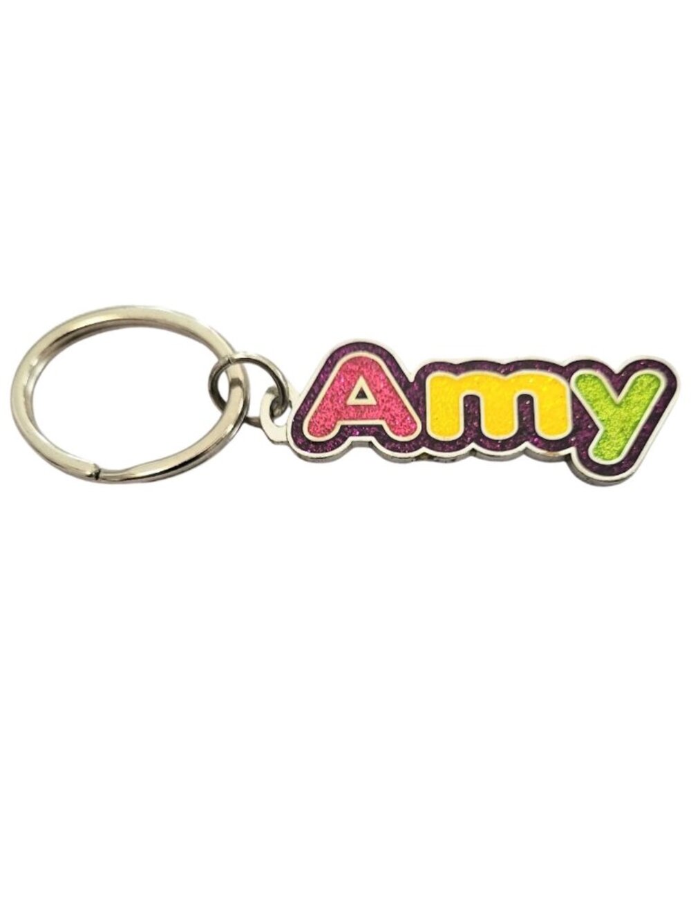 SWIBCO NW0T Colorful Galaxy Keychain Silver Metal Personalized Name AMY